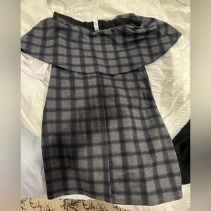 Black and gray off the shoulder mini dress. Size medium, lightly worn